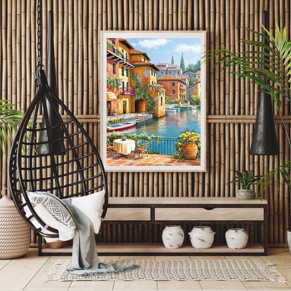 Small Town Scenery - Full Round Drill Diamond Painting 30*40CM