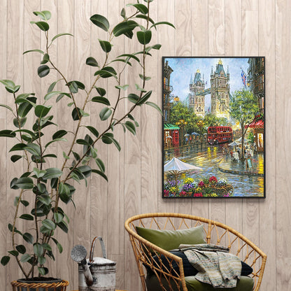 Small Town Scenery - Full Round Drill Diamond Painting 30*40CM
