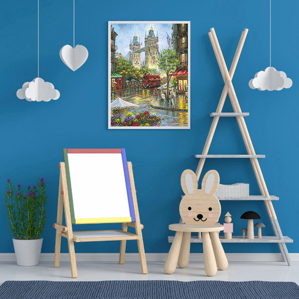Small Town Scenery - Full Round Drill Diamond Painting 30*40CM