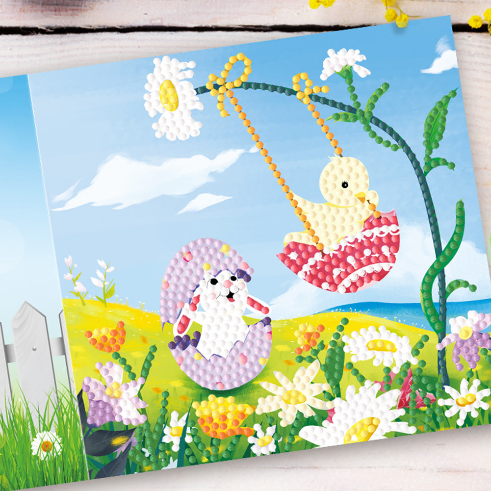 4pcs Easter Greeting Cards Diamond Painting DIY Postcards Kit with Envelope