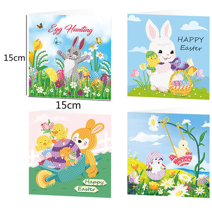 4pcs Easter Greeting Cards Diamond Painting DIY Postcards Kit with Envelope