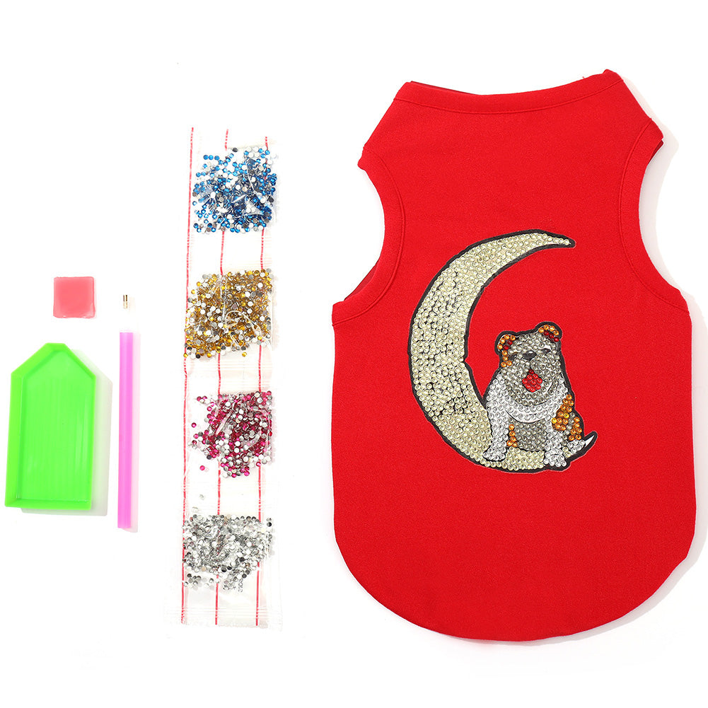 5D Diamond Painting DIY Pet Clothes Moon Dog Sleeveless T-Shirts Pullovers