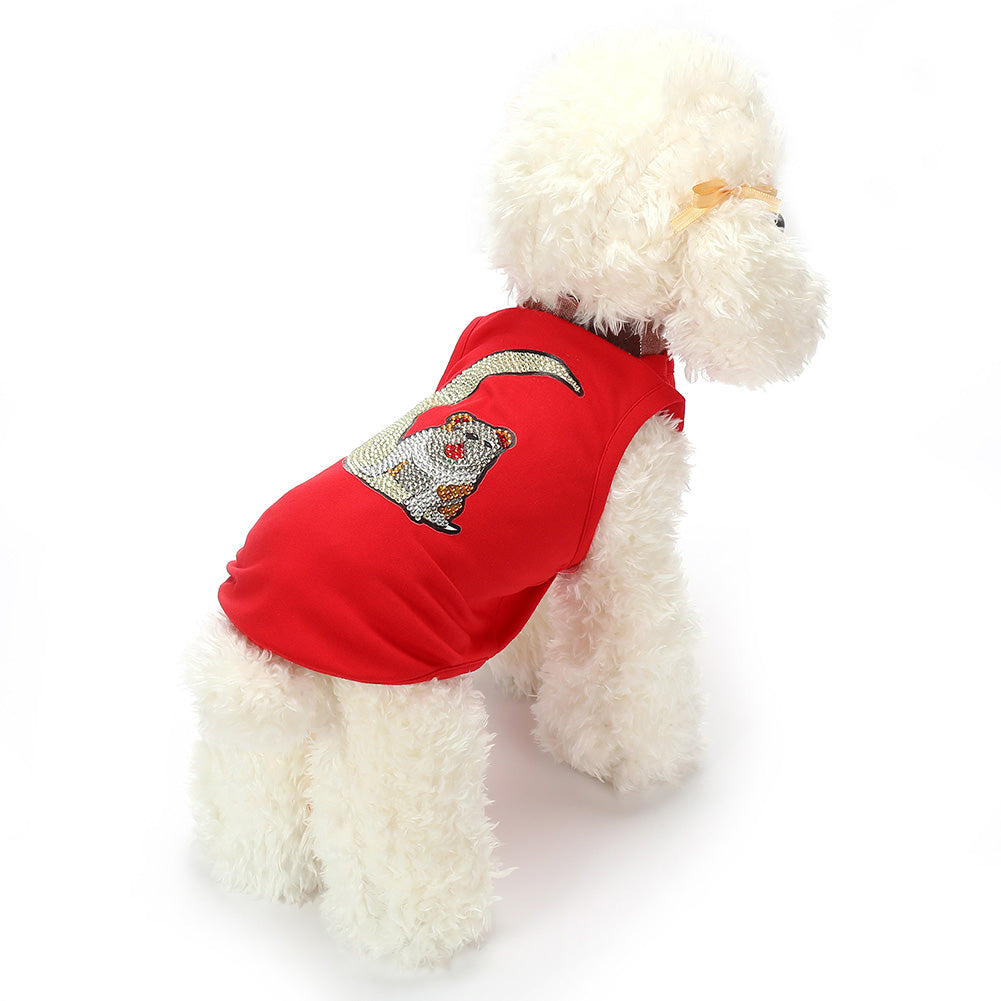 5D Diamond Painting DIY Pet Clothes Moon Dog Sleeveless T-Shirts Pullovers