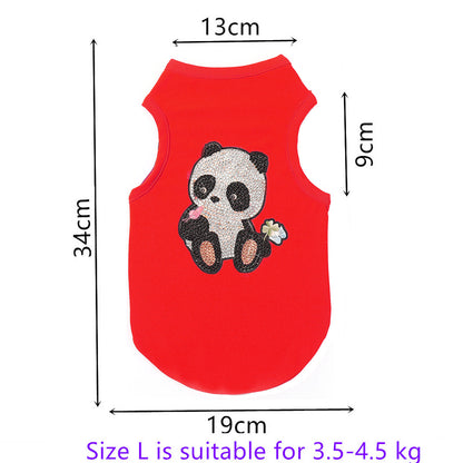 DIY Diamond Painting Pet Clothes Panda Sleeveless T-Shirt Dog Pullover Vest