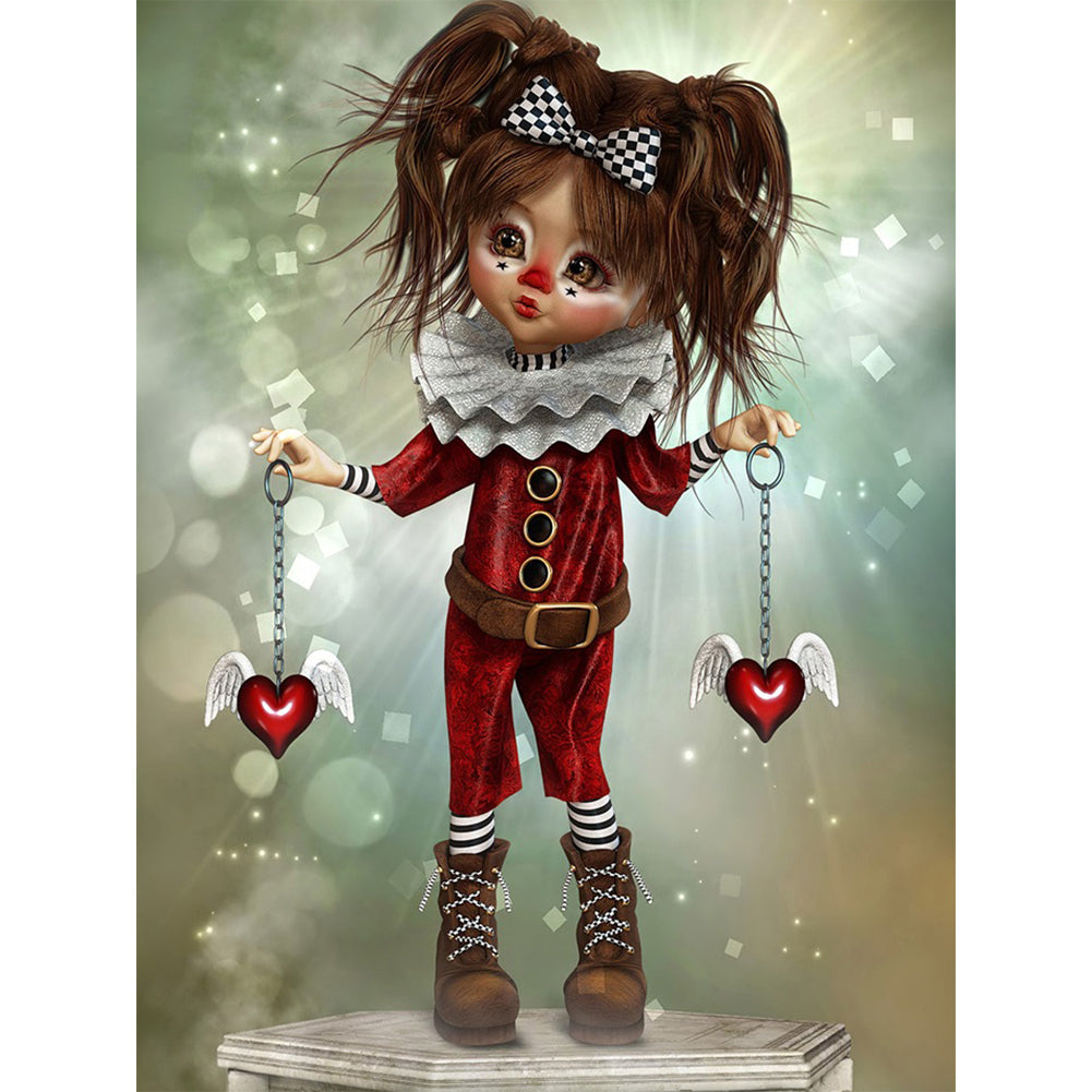 Clown Big Eye Doll - 11CT Stamped Cross Stitch 40*50CM
