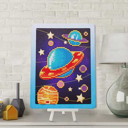 DIY Partial Round Diamond Painting Cartoon Cardboard Drawing with Stand