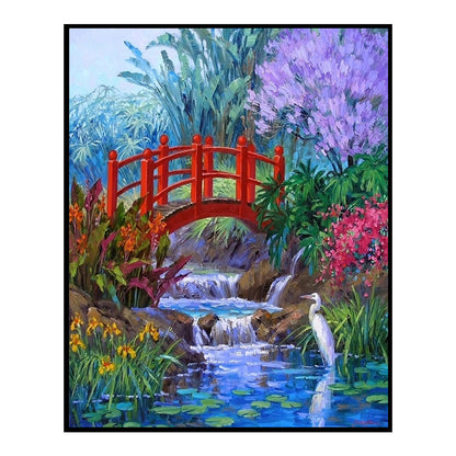 Small Bridge Flowing Water - 11CT Stamped Cross Stitch 40*50CM