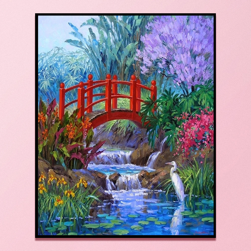 Small Bridge Flowing Water - 11CT Stamped Cross Stitch 40*50CM