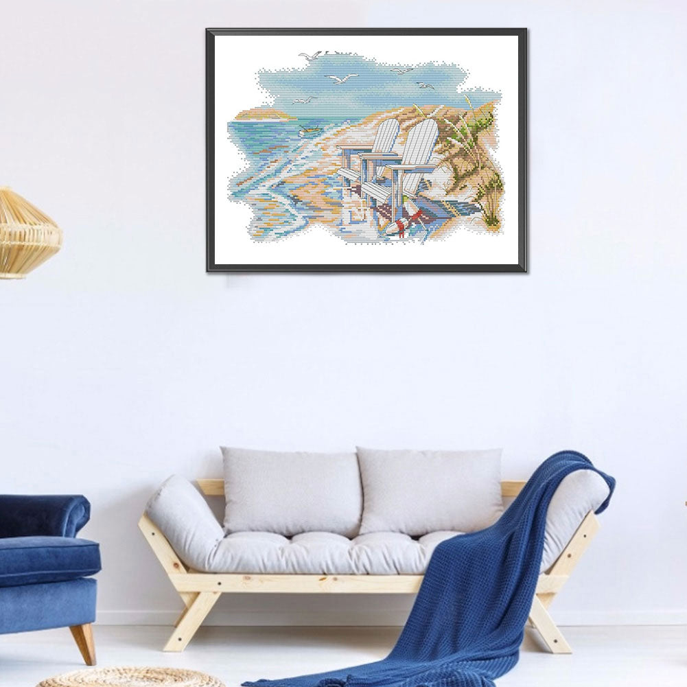 Quiet Beach - 14CT Counted Cross Stitch 41*28CM