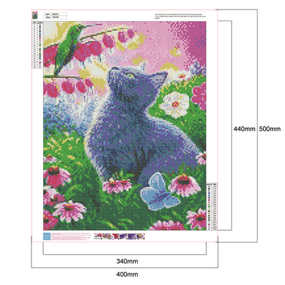 Cat In Flower - Full Round Drill Diamond Painting 40*50CM