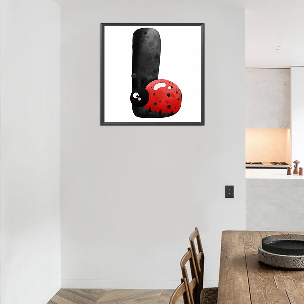 Ladybug Letter Drawing L - Full Round Drill Diamond Painting 40*40CM