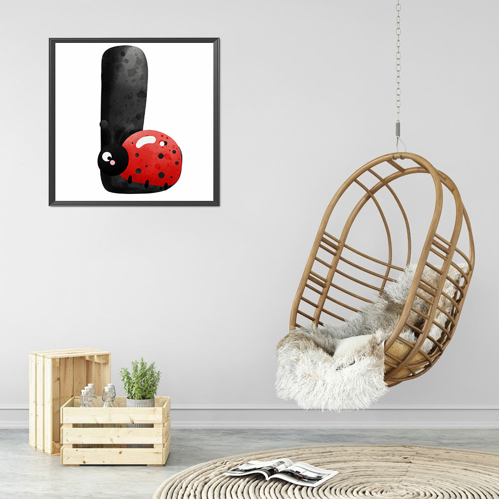 Ladybug Letter Drawing L - Full Round Drill Diamond Painting 40*40CM