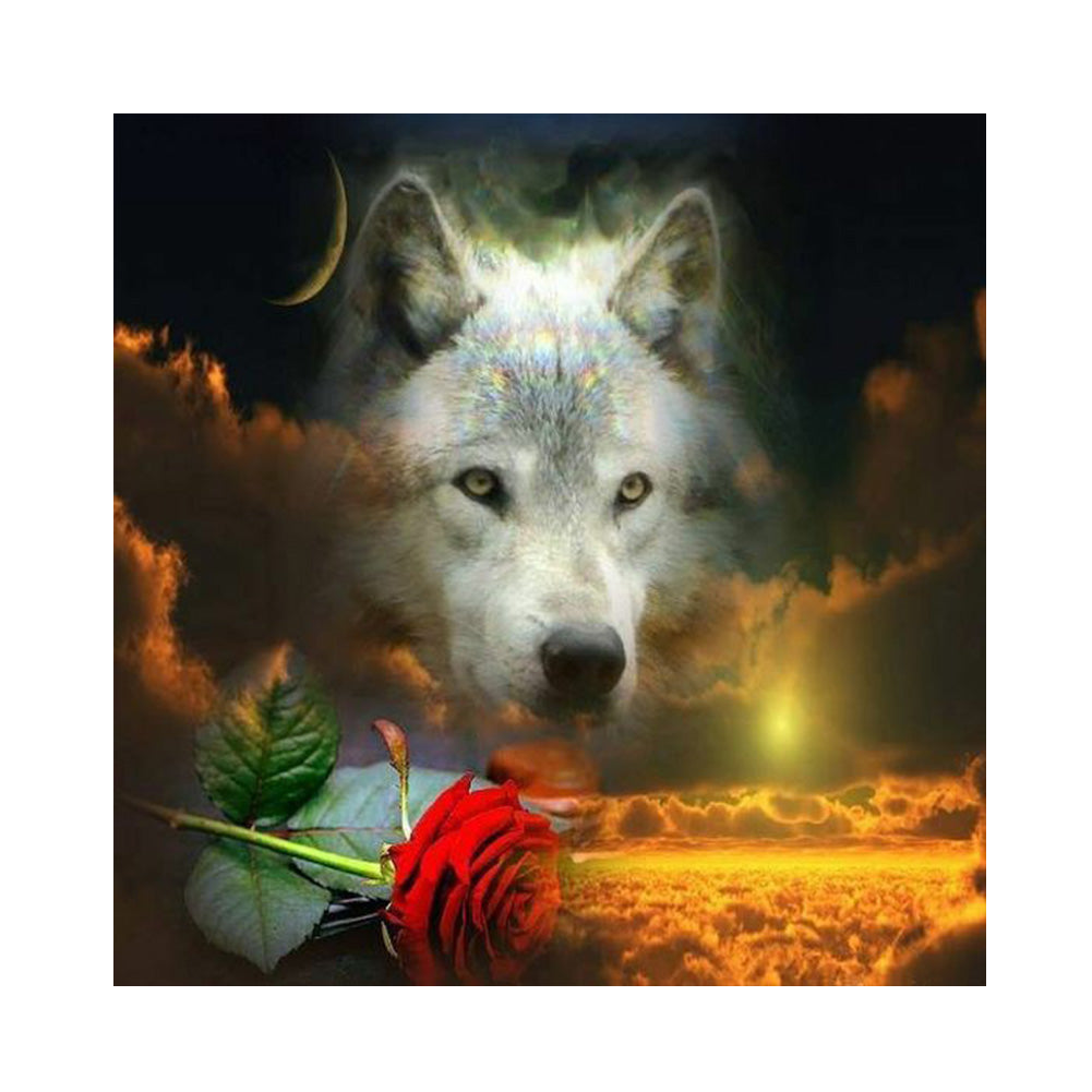 Flower And Wolf - Full Round Drill Diamond Painting 50*50CM