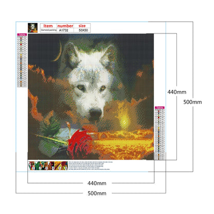 Flower And Wolf - Full Round Drill Diamond Painting 50*50CM