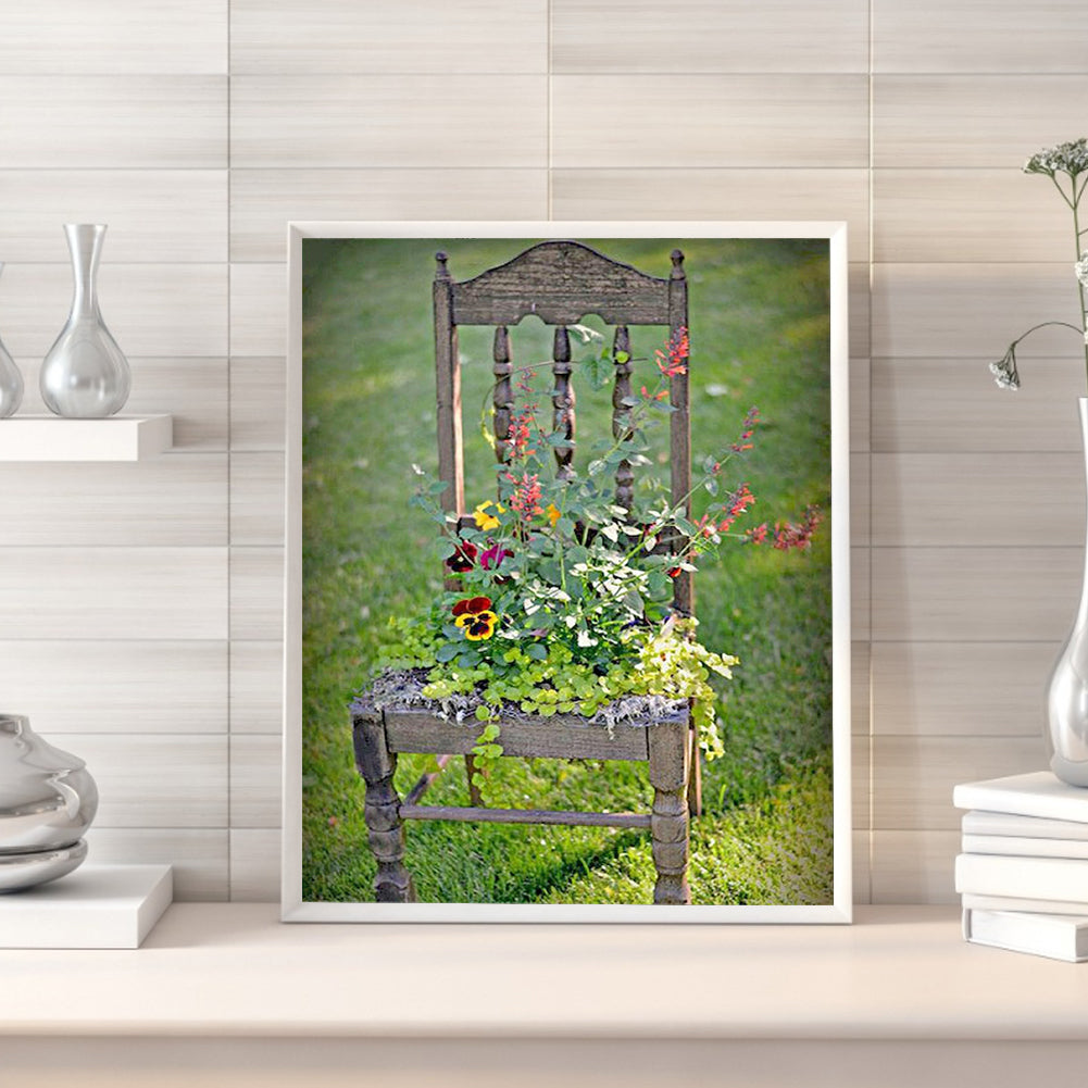Bouquet On Chair - Full Square Drill Diamond Painting 50*60CM