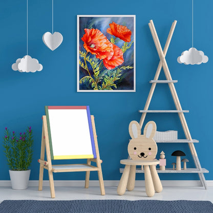 Ink Safflower - Full Round Drill Diamond Painting 30*40CM