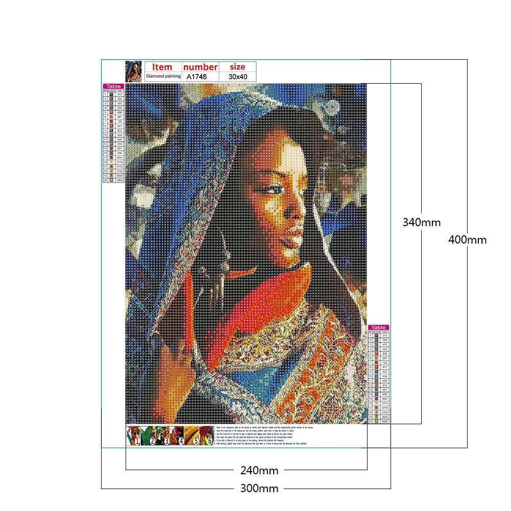 Indian Woman - Full Round Drill Diamond Painting 30*40CM