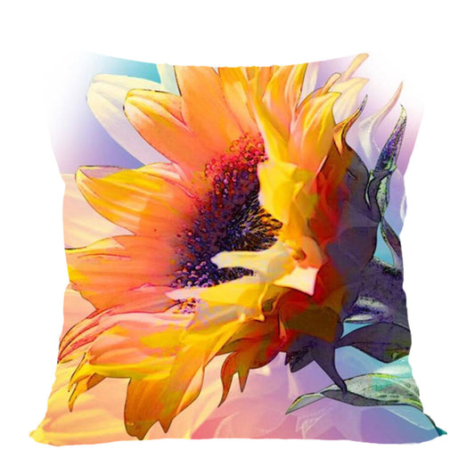 Cross Stitch Pillow Case 11CT Sunflower Stamped DIY Pillow Cover for Sofa