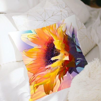 Cross Stitch Pillow Case 11CT Sunflower Stamped DIY Pillow Cover for Sofa