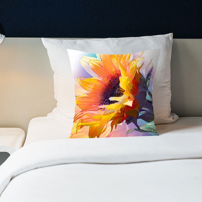 Cross Stitch Pillow Case 11CT Sunflower Stamped DIY Pillow Cover for Sofa