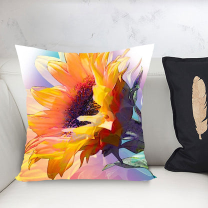 Cross Stitch Pillow Case 11CT Sunflower Stamped DIY Pillow Cover for Sofa
