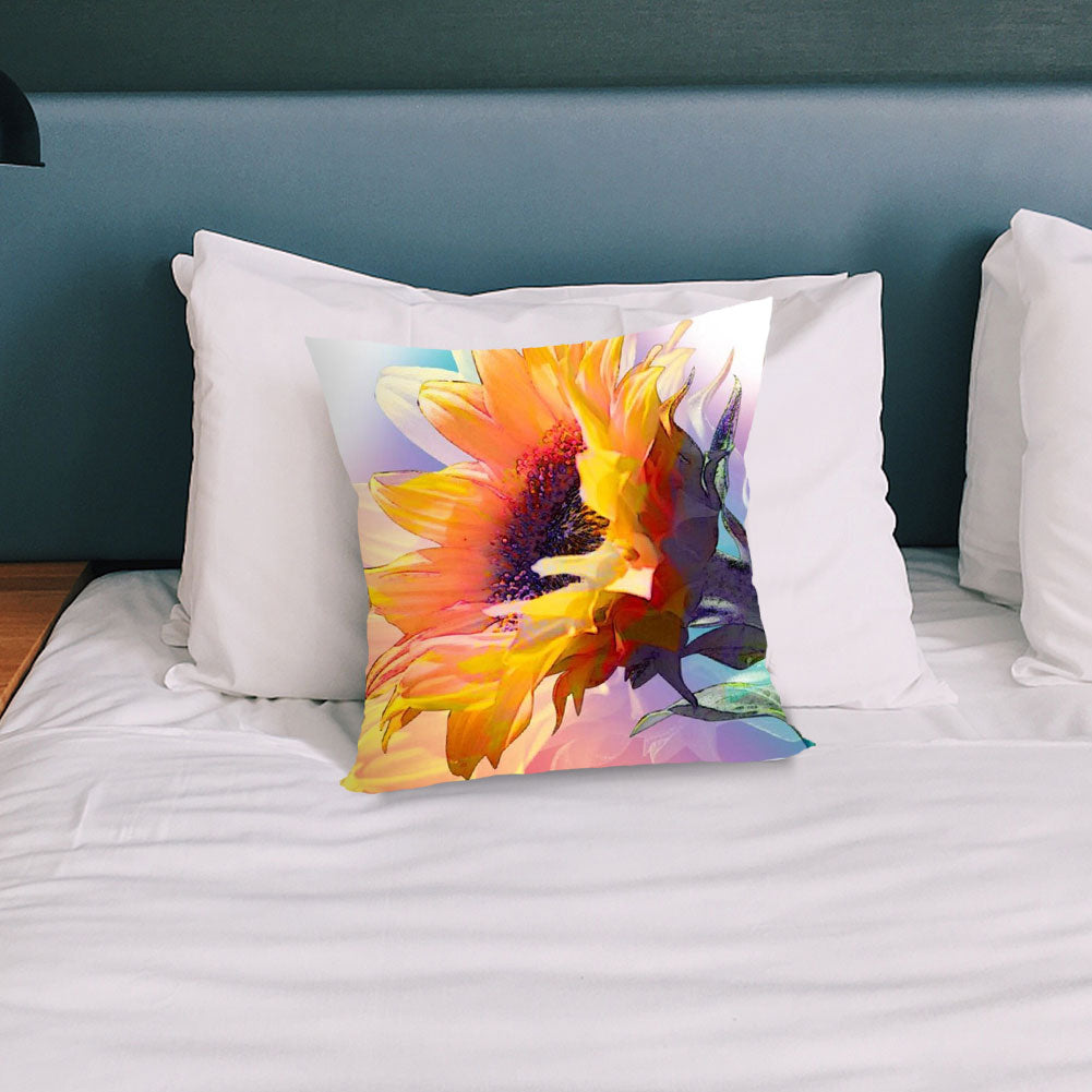 Cross Stitch Pillow Case 11CT Sunflower Stamped DIY Pillow Cover for Sofa