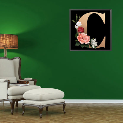 Dark Flower Letters - Full Round Drill Diamond Painting 40*40CM