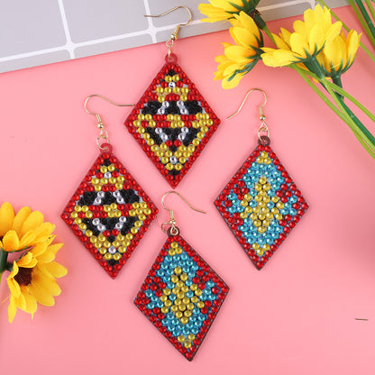 5D DIY Diamond Painting Earrings Kit Double-sided Drill Drop Earrings Gifts
