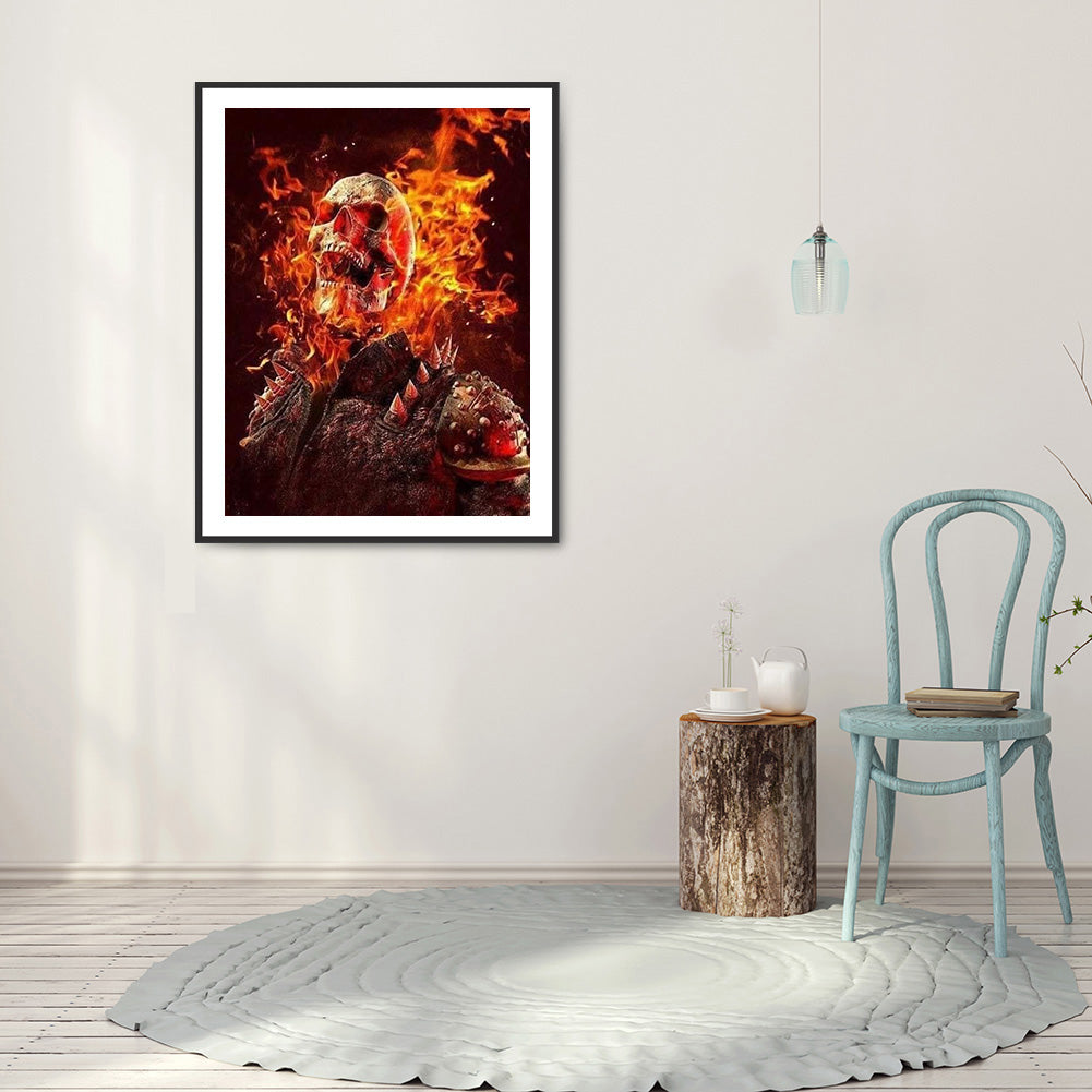 Flame Skull - Full Round Drill Diamond Painting 30*40CM