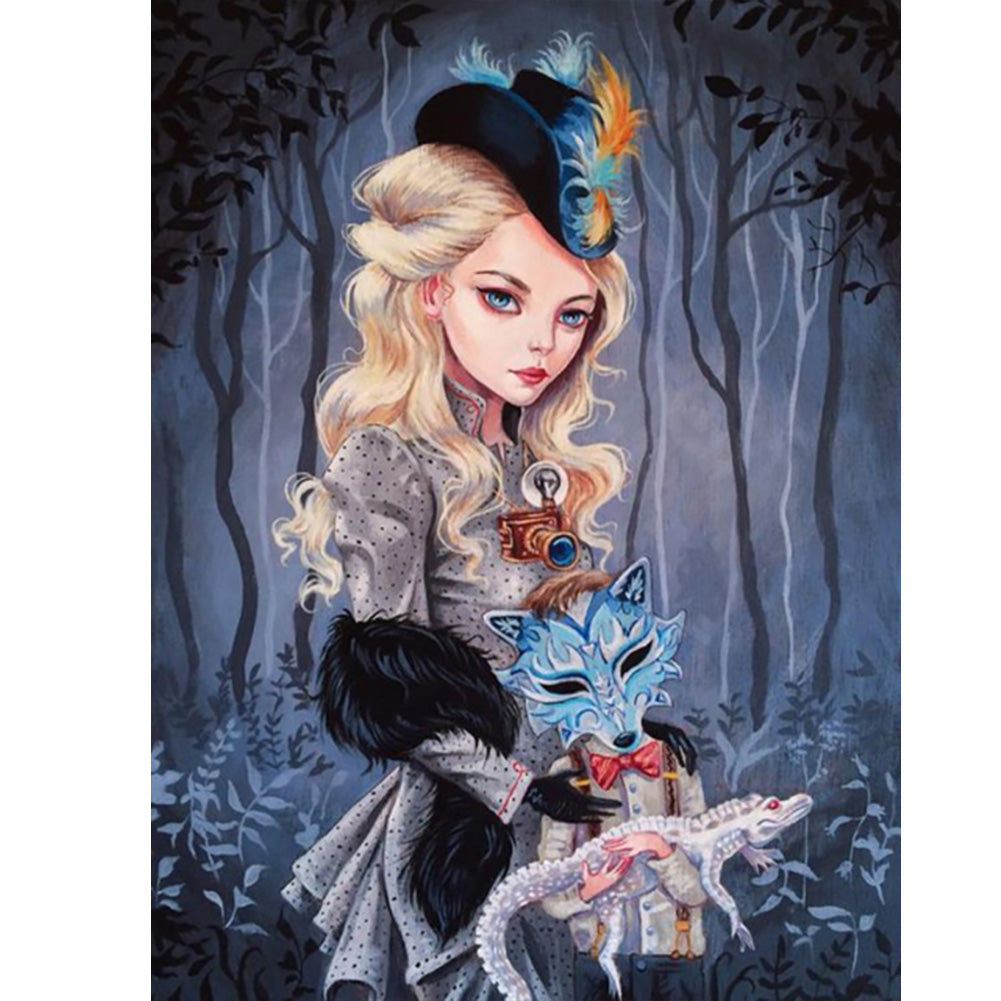 Heavy Makeup Woman - Full Round Drill Diamond Painting 30*40CM