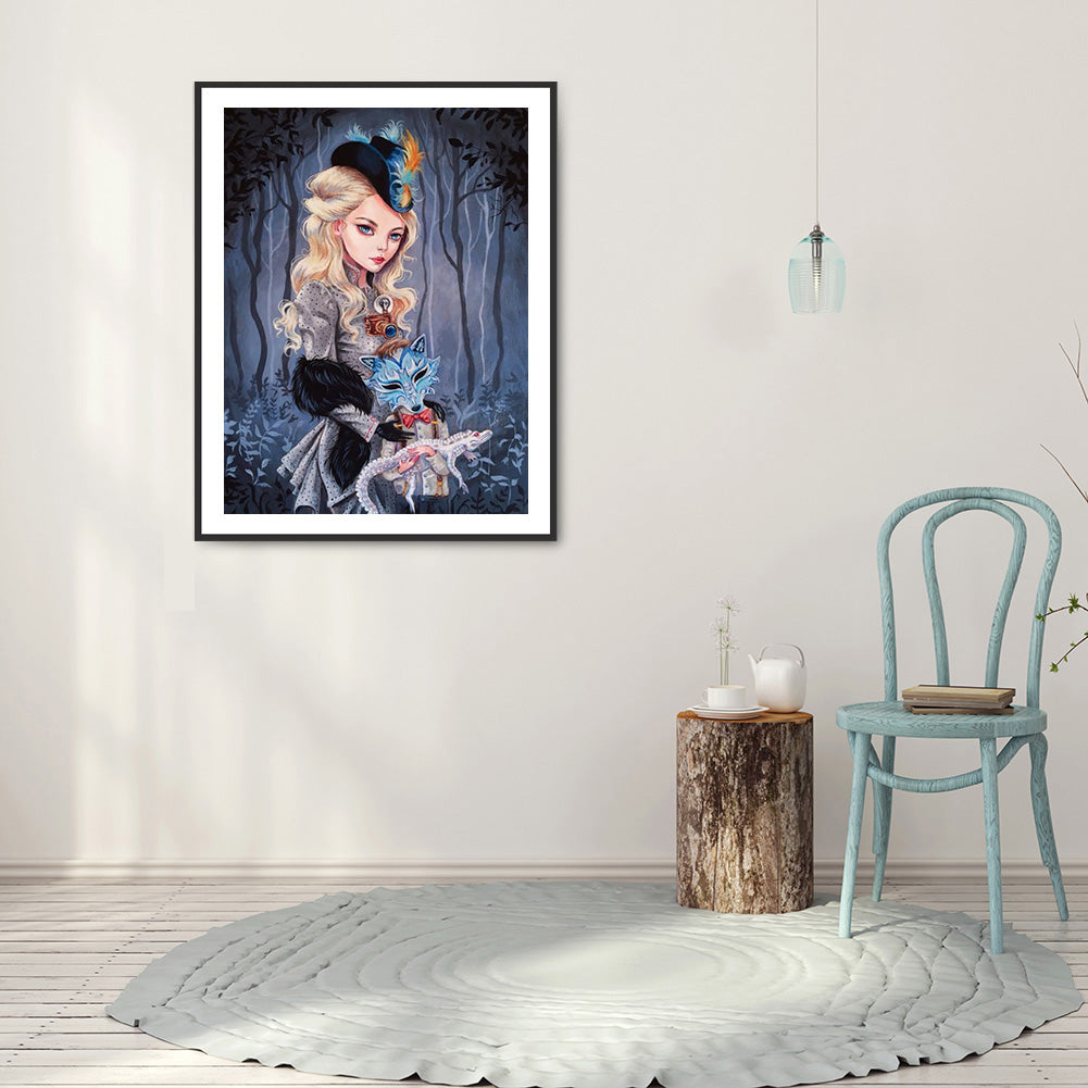 Heavy Makeup Woman - Full Round Drill Diamond Painting 30*40CM