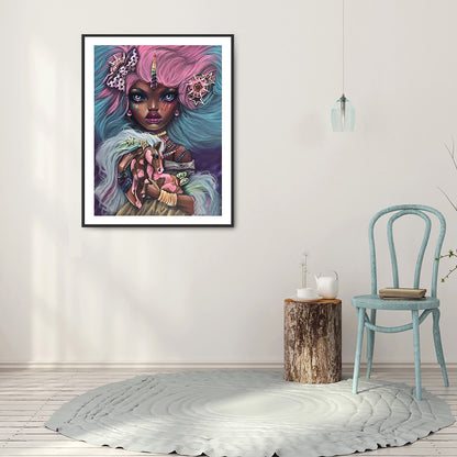 Heavy Makeup Woman - Full Round Drill Diamond Painting 30*40CM