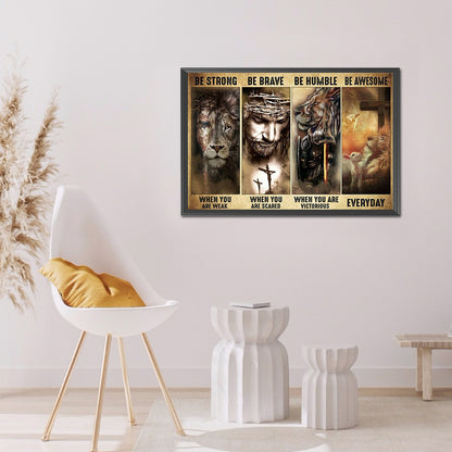 Lion Wood Painting - Full Round Drill Diamond Painting 60*40CM