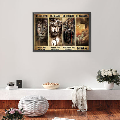 Lion Wood Painting - Full Round Drill Diamond Painting 60*40CM