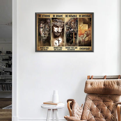 Lion Wood Painting - Full Round Drill Diamond Painting 60*40CM
