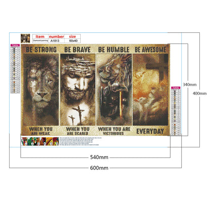 Lion Wood Painting - Full Round Drill Diamond Painting 60*40CM