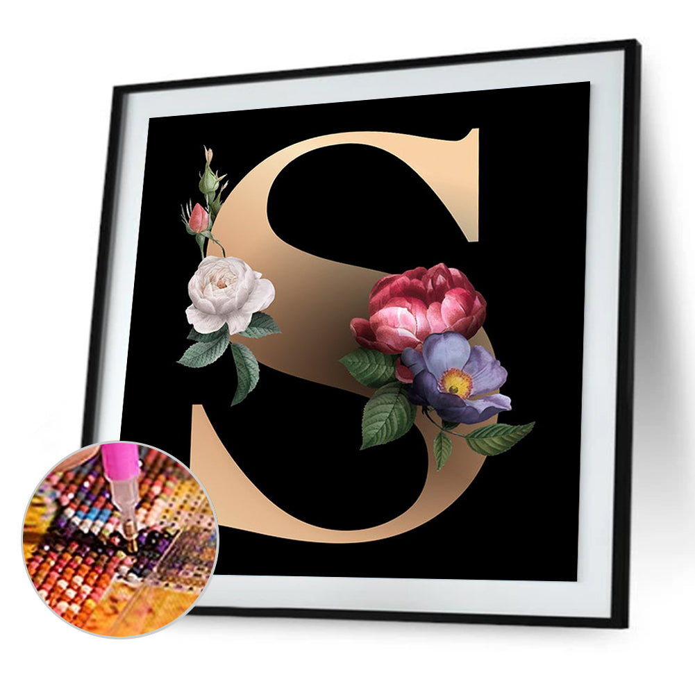 Flower Alphabet - Full Round Drill Diamond Painting 50*50cm