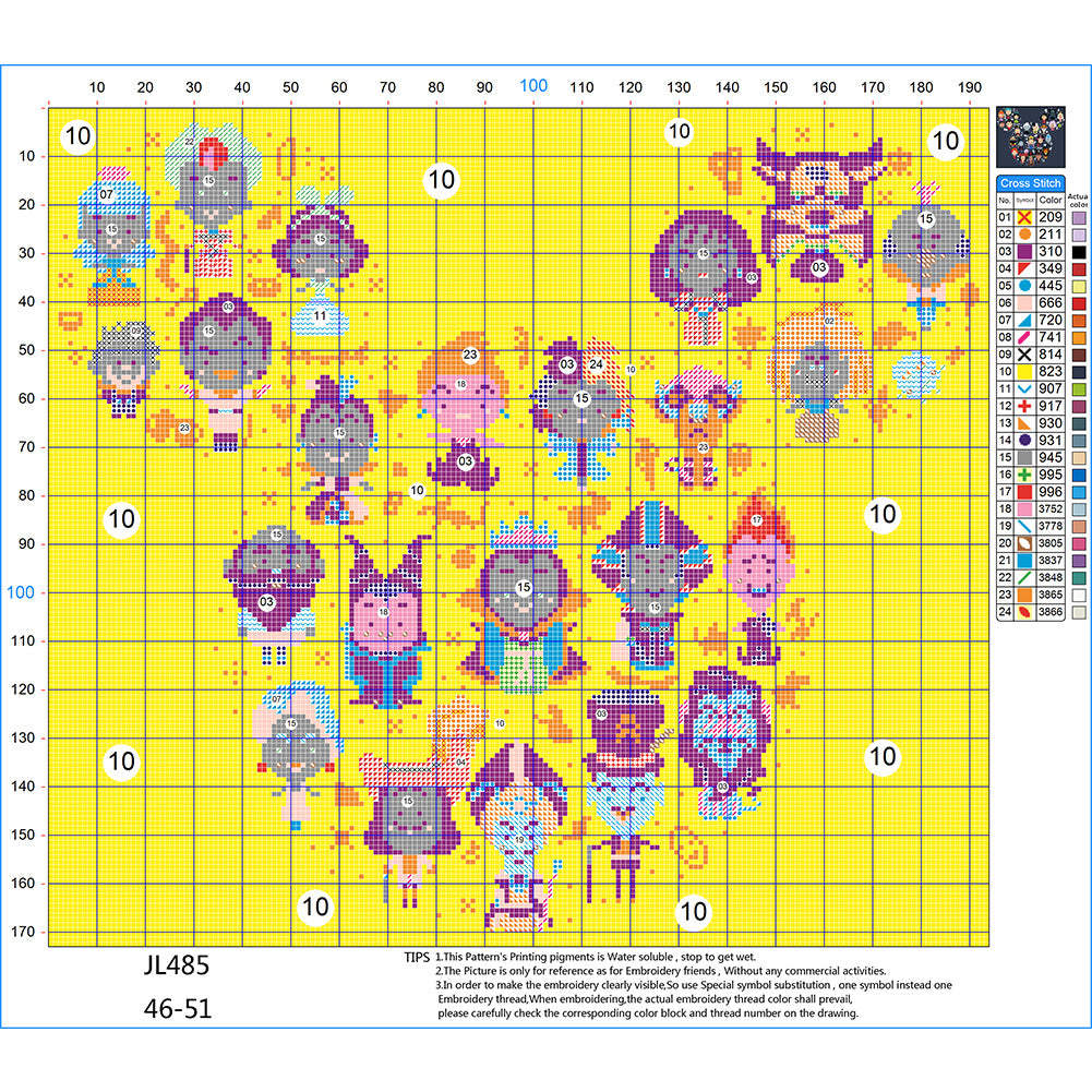 Cartoon Character - 11CT Stamped Cross Stitch 46*51CM