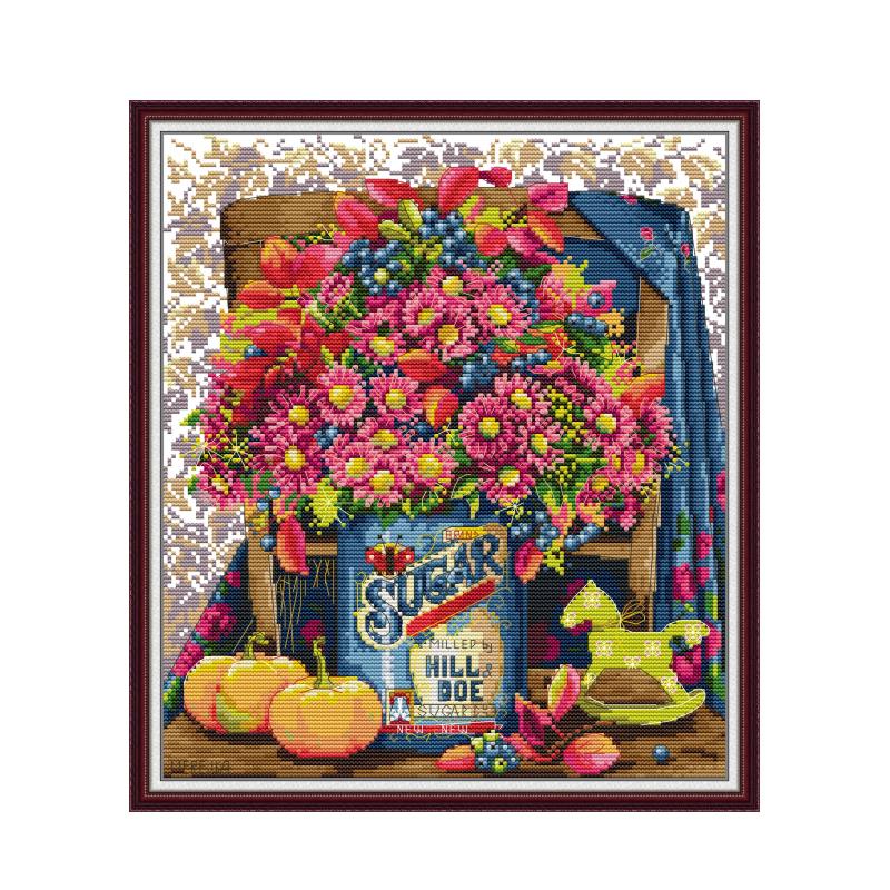 Daisy Vase - 14CT Counted Cross Stitch 32*36CM