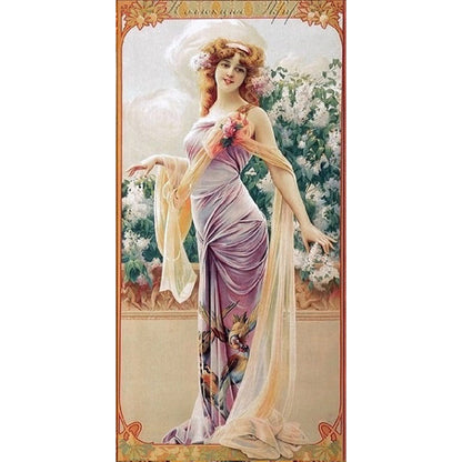 Retro Woman - Full Round Drill Diamond Painting 30*60CM