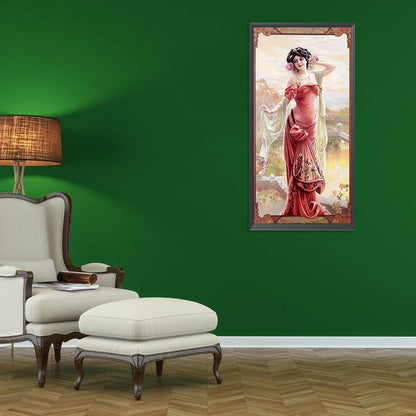 Retro Woman - Full Round Drill Diamond Painting 30*60CM