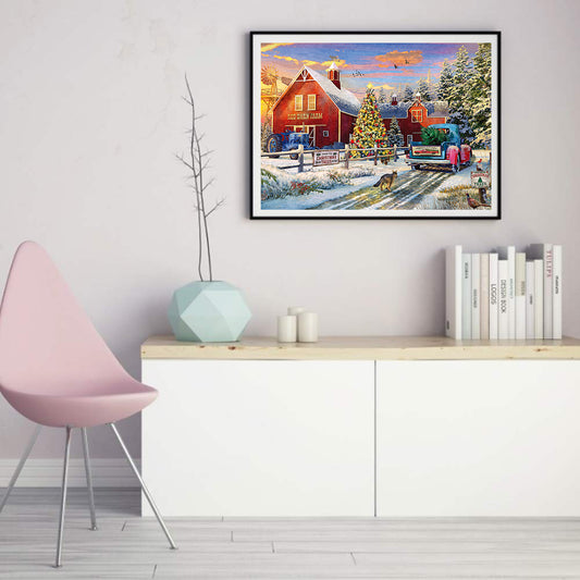 Red House Farm - Full Round Drill Diamond Painting 40*30CM