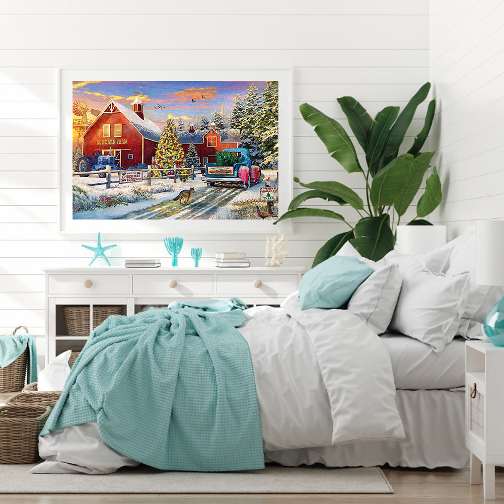 Red House Farm - Full Round Drill Diamond Painting 40*30CM