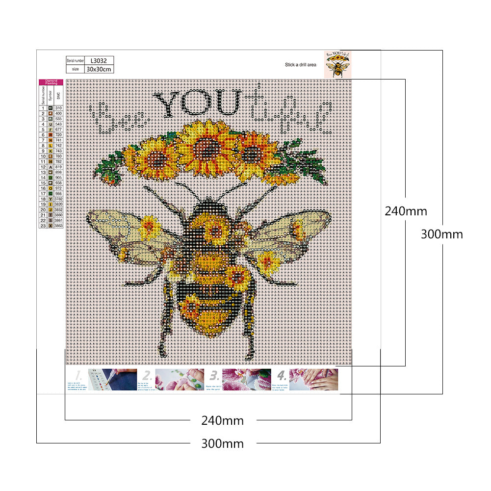 Bee - Full Round Drill Diamond Painting 30*30CM