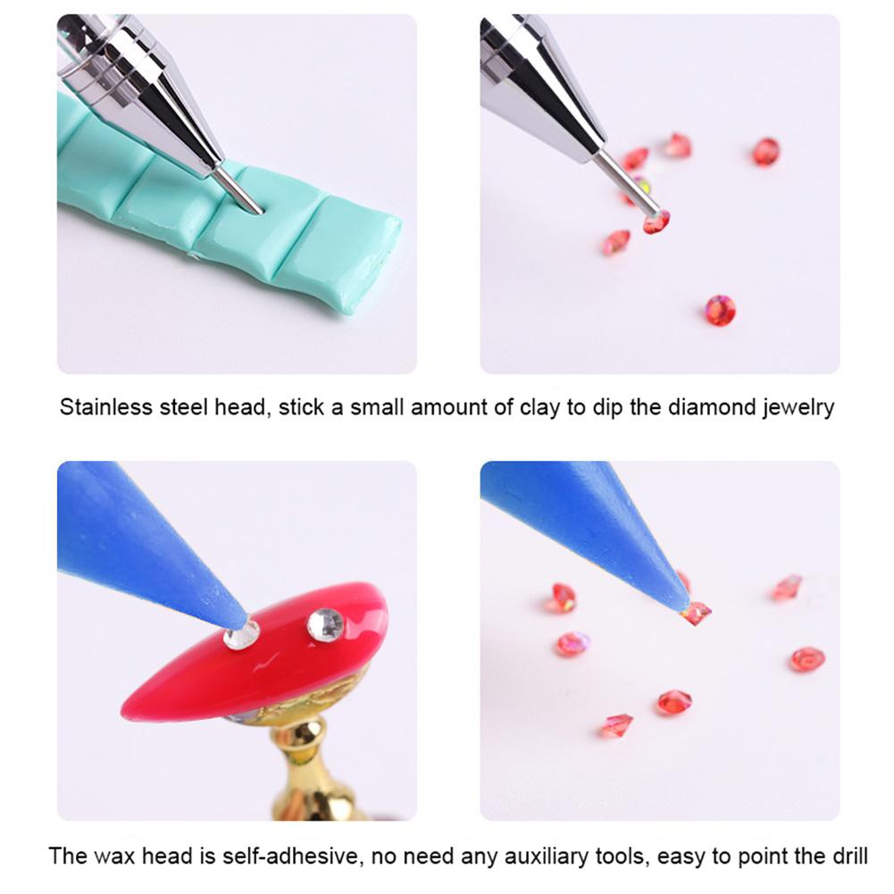 Dual Heads Dotting Wax Pen Point Drill Picker Nail Art Studs Dotter