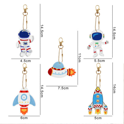 5pcs Diamond Painting Keychain DIY Special-shaped Drill Key Ring Pendants