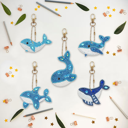 5pcs Diamond Painting Keychain DIY Special-shaped Drill Key Ring Pendants