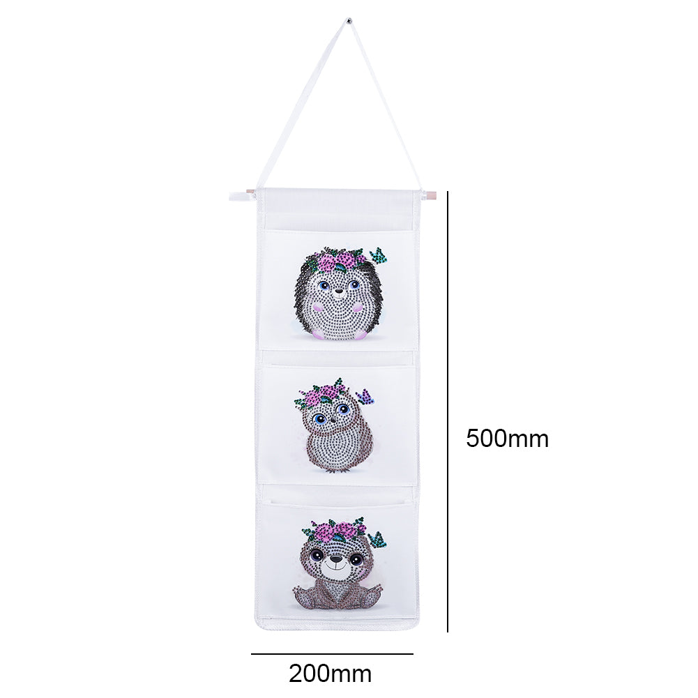 Wall Door Hanging Storage Bag DIY Diamond Painting 3 Pockets Home Organizer