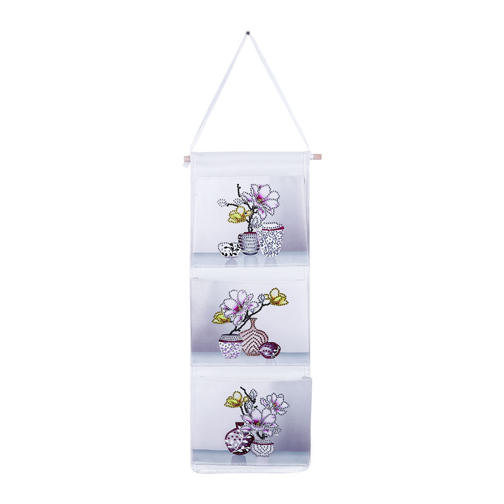 Wall Door Hanging Storage Bag DIY Diamond Painting 3 Pockets Home Organizer
