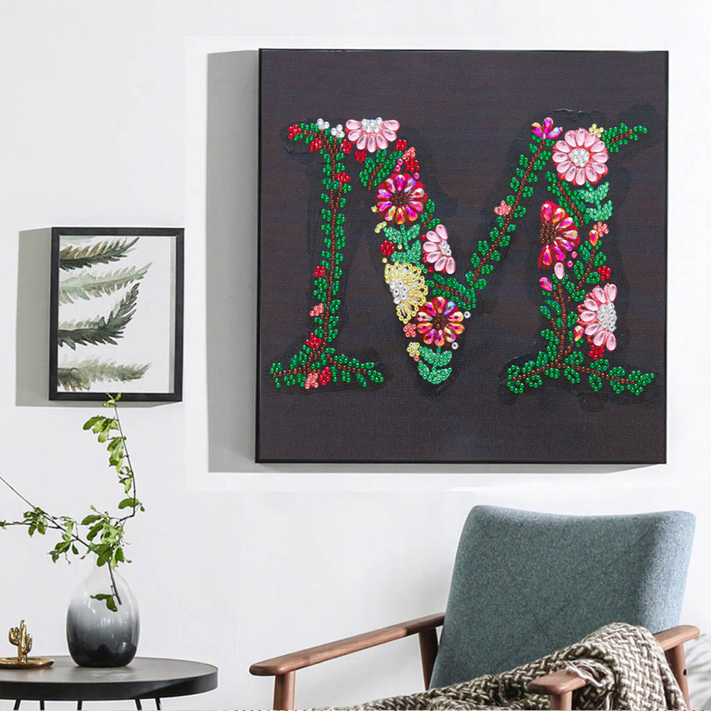 Embroidered Letters - Special Shaped Drill Diamond Paiting 30*30CM